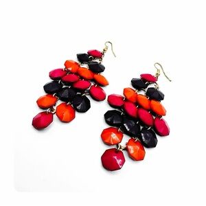 ★ Vintage Handmade Boho Retro Dangling Festival Earrings - Pink/Orange ★